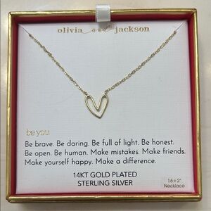 14K Gold Plated Sterling Silver Elegant Heart Necklace w/ Inspirational Message